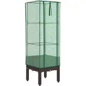 vidaXL Hochbeet mit Gewächshaus-Aufsatz Rattan-Optik 40x40x140 cm