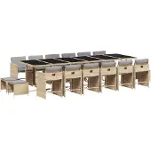 Syfax 17-tlg. Garten-Essgruppe mit Kissen Beigemischung Poly Rattan