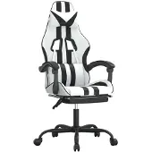 Syfax Gaming-Stuhl mit Fußstütze Drehbar Weiß & Schwarz Kunstleder
