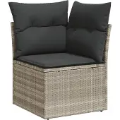 Syfax Garten-Ecksofa mit Kissen Hellgrau Poly Rattan