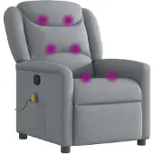 Syfax Massagesessel Stoff Hellgrau mit manueller Liegefunktion und Vibrationsmassage, 78x95x100 cm