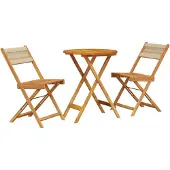Syfax 3-tlg. Bistro-Set Beige Polypropylen und Massivholz