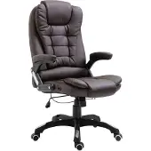 Syfax Ergonomischer Brauner Kunstleder Bürostuhl, höhenverstellbar, 360° drehbar, 71x68x110-119 cm