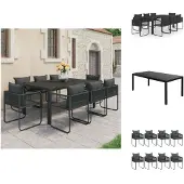 vidaXL 9-tlg. Garten-Essgruppe PVC Rattan Schwarz - Gartenmöbel-Sets