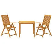 Syfax 3-tlg. Garten-Essgruppe 85x85x74 cm Massivholz Akazie