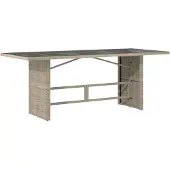 Syfax Gartentisch mit Glasplatte Hellgrau 190x80x74 cm Poly Rattan
