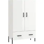Syfax Highboard Hochglanz-Weiß 69,5x31x115 cm Holzwerkstoff