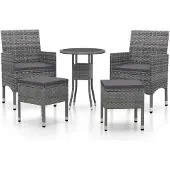 Syfax 5-tlg. Garten-Lounge-Set Poly Rattan Grau