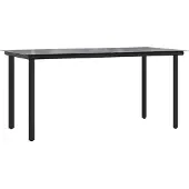 Syfax Garten-Esstisch Schwarz 160x80x74 cm Stahl und Hartglas