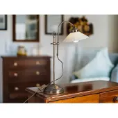 Globo Lighting LED Tischlampe im Landhausstil höhenverstellbare Leselampe mit Glas Lampenschirm