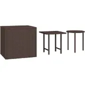 Syfax Garten-Beistelltische 3 Stk. Braun Poly Rattan
