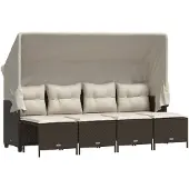 Syfax 5-tlg. Garten-Sofagarnitur mit Kissen Braun Poly Rattan