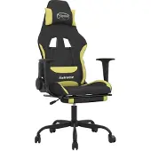 Syfax Gaming-Stuhl mit Fußstütze Schwarz und Hellgrün Stoff