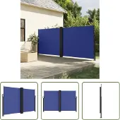 The Living Store Seitenmarkise Ausziehbar Blau 160x1200 cm