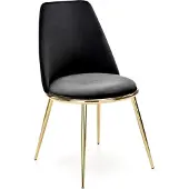 Halmar Stuhl K-460 49x84x54cm gepolstert Esszimmerstuhl goldene Beine schwarz