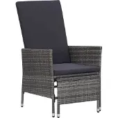 Syfax Garten-Liegestuhl mit Auflagen Poly Rattan Grau