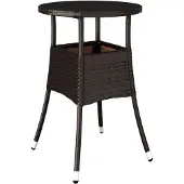 Syfax Gartentisch Ø60x75 cm Hartglas und Poly Rattan Braun