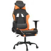 Syfax Gaming-Stuhl mit Massage & Fußstütze Schwarz Orange Kunstleder