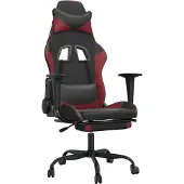 vidaXL Gaming-Stuhl mit Fußstütze Schwarz und Weinrot Kunstleder