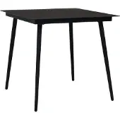 Syfax Garten-Esstisch Schwarz 80x80x74 cm Stahl und Glas