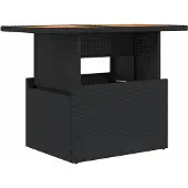 Syfax Gartentisch Schwarz 100x55x73 cm Poly Rattan und Akazienholz