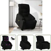 The Living Store Elektrischer Massagesessel mit Aufstehhilfe Schwarz Stoff