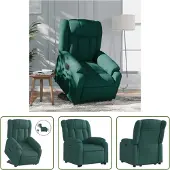 The Living Store Relaxsessel mit Aufstehhilfe Elektrisch Dunkelgrün Stoff