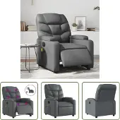 The Living Store Massagesessel Elektrisch Grau Kunstleder