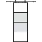 Syfax Schiebetür mit Beschlag Schwarz 76x205 cm Hartglas