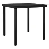 Syfax Garten-Esstisch Schwarz 80x80x74 cm Stahl und Glas