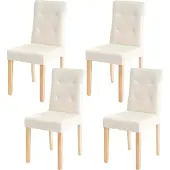 Mendler 4er-Set Esszimmerstuhl HWC-E58, Stuhl Essstühle, - Kunstleder creme, helle Beine