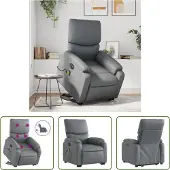 The Living Store Massagesessel mit Aufstehhilfe Elektrisch Grau Kunstleder