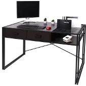 Mendler Schreibtisch HWC-H91, Bürotisch Computertisch, Industrial 76x120x70cm dunkelbraun