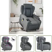 The Living Store Massagesessel mit Aufstehhilfe Elektrisch Grau Kunstleder
