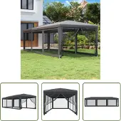 The Living Store Partyzelt mit 8 Mesh-Seitenwänden Anthrazit 3x9 m HDPE