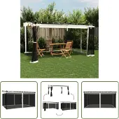 The Living Store Pavillon mit Netzwänden Creme 4x3 m Stahl