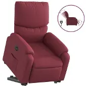 Syfax Relaxsessel mit Aufstehhilfe Elektrisch Weinrot Stoff