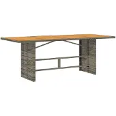 Syfax Gartentisch mit Akazienholz-Platte Grau 190x80x74cm Poly Rattan