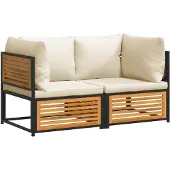 Syfax 2-tlg. Garten-Sofa-Set mit Kissen Massivholz Akazie