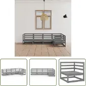The Living Store 5-tlg. Garten-Lounge-Set Grau Massivholz Kiefer