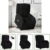 The Living Store Elektrischer Massagesessel mit Aufstehhilfe Schwarz Stoff