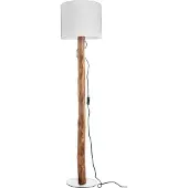 Globo Holz-Stehlampe Norin mit weißer Kapuze