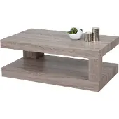 Mendler Couchtisch HWC-A32, Wohnzimmertisch, 3D-Struktur, 40x110x60cm MVG- dunkle Eicheoptik