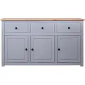 Syfax Sideboard Grau 135x40x80 cm Kiefernholz Panama