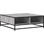 Syfax Couchtisch Grau Sonoma 80x80x30 cm Holzwerkstoff und Metall