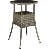 Syfax Gartentisch Ø60x75 cm Hartglas und Poly Rattan Grau