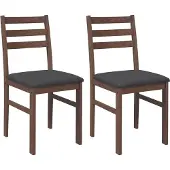 Syfax Esszimmerstühle mit Kissen 2 Stk. Braun Massivholz Gummibaum