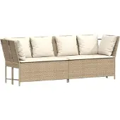 Syfax Gartensofa mit Kissen Beige Poly Rattan