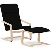 Syfax Relaxsessel mit Hocker Schwarz Stoff