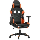 Syfax Gaming-Stuhl mit Massage & Fußstütze Schwarz Orange Kunstleder
